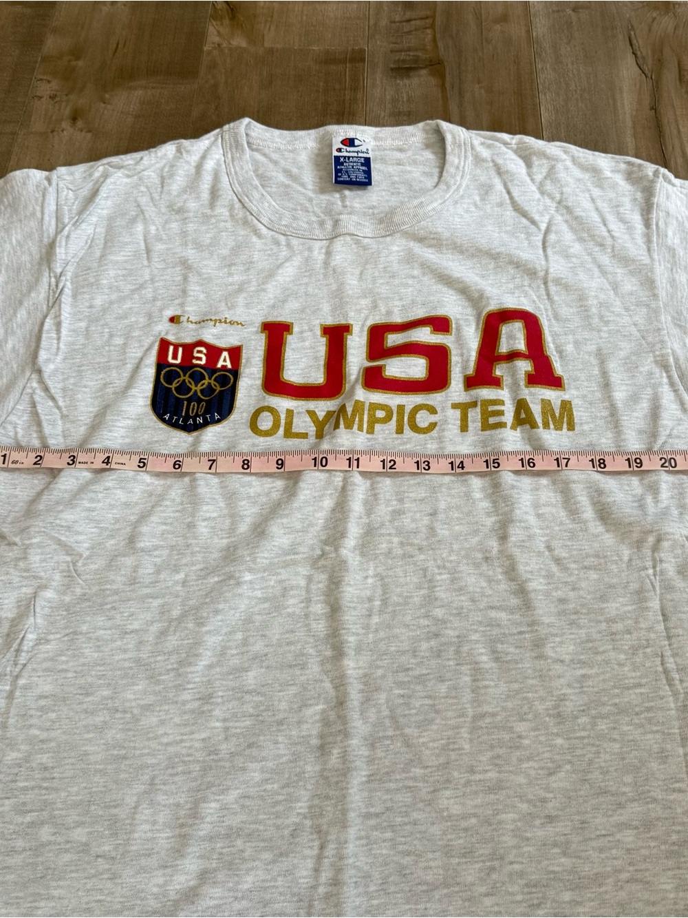 Vintage Champion USA Olympic Team Shirt Atlanta 100 Gray Men XL Athletic Gold - Picture 5 of 7